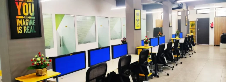 Coworking space in Zirakpur with modern workstations, comfortable seating, and a professional office environment.
